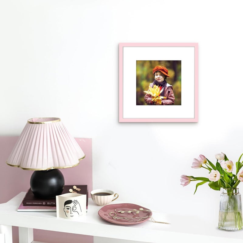 Picrit 12x12 Picture Frame Set of 12, Display 8x8 with Mat or 12 x 12 Without Mat, Photo Frames for Wall Mounting Display, Pink - Image 5