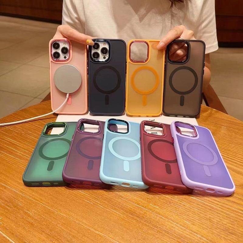 MagSafe iPhone 13 Drop Protection PC Case for Matte Finish and Skin Feel in Orange for Indoor Use - Image 2
