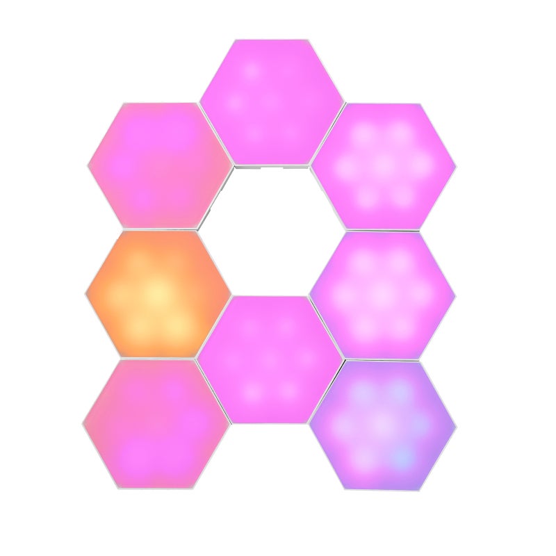 Neoglint 8PCS BT Connected RGB Hexagon Light Ambient Lamp Wall Decorative Lighting with Controller Supported Phones App Control& Line Controller/ Music Sync/ 1H&2H&3H&4H 4 Levels Timer/ Speed& - Image 3