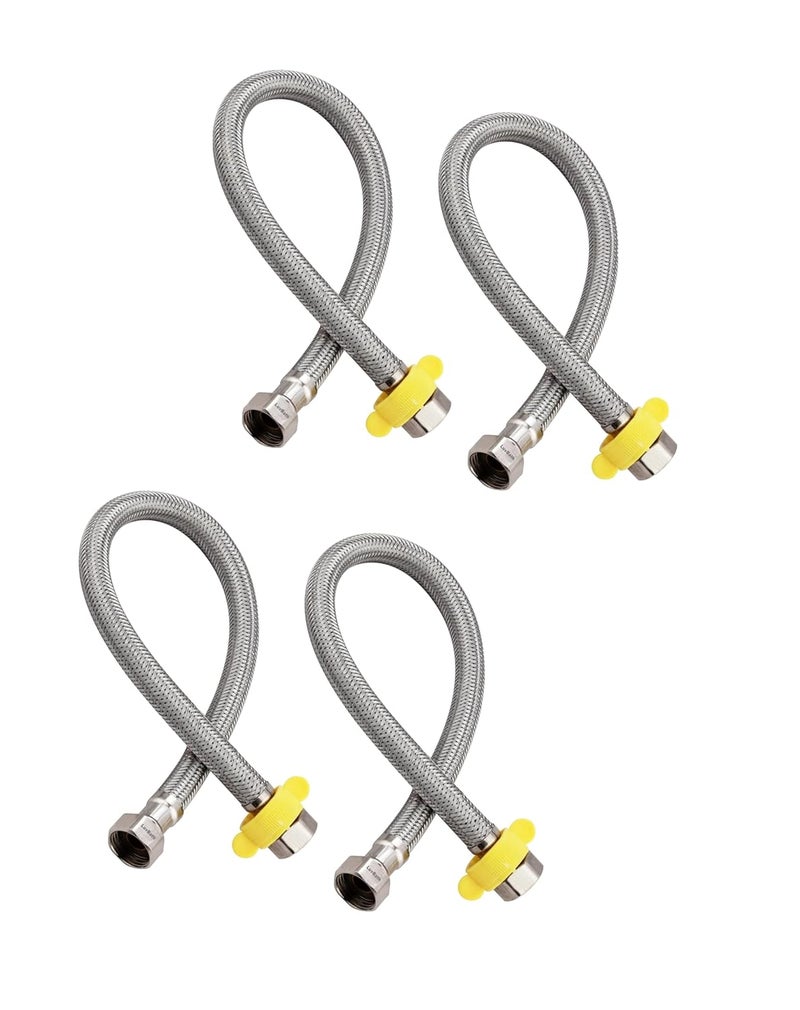 LUVBATH FITTING 60 Inch 304 Stainless Steel Connection Pipe | Pack of 4 | Leakproof, Rust-Free Flexible Hose Pipes for Geyser, Toilet, Basin & Sink, Hot Cold Mixer Faucets | Silver | 60 Inch (150 cm) - Image 1