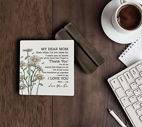 Gkwa To My Dear Mom Wood Sign, Meaningful Gift for Mom from Son, With Wooden Stand for Mother's Day, Thanksgiving, Birthday - Image 5