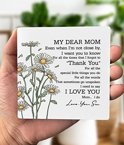 Gkwa To My Dear Mom Wood Sign, Meaningful Gift for Mom from Son, With Wooden Stand for Mother's Day, Thanksgiving, Birthday - Image 3