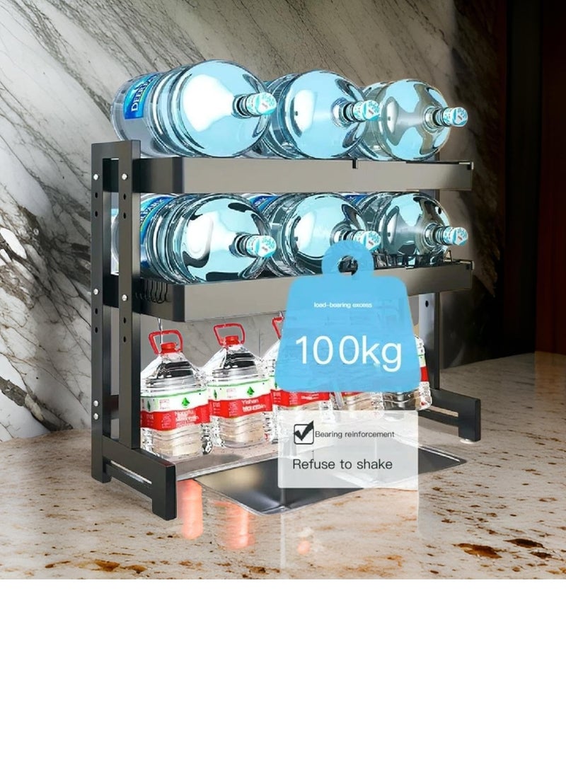 Scrolls Adjustable Over The Sink Dish Rack Extra Heavy Duty Adjustable Length and Height Large Dish Drying Stand Drainer with Utensil Holder for Kitchen Countertop Organizer 3 TIER BLACK (64 – 100 CM Length) - Image 4