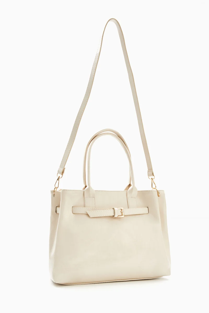 Wecre8 Cream Soft-Structured Handbag by WECRE8