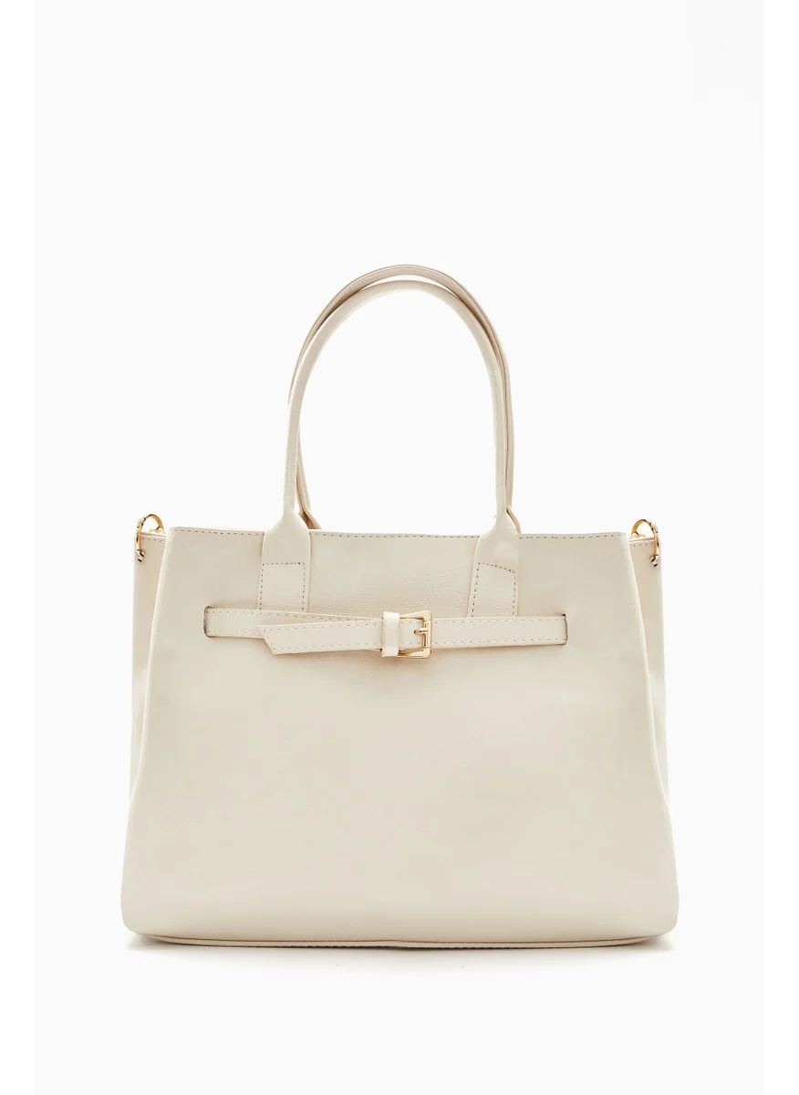 Wecre8 Cream Soft-Structured Handbag by WECRE8