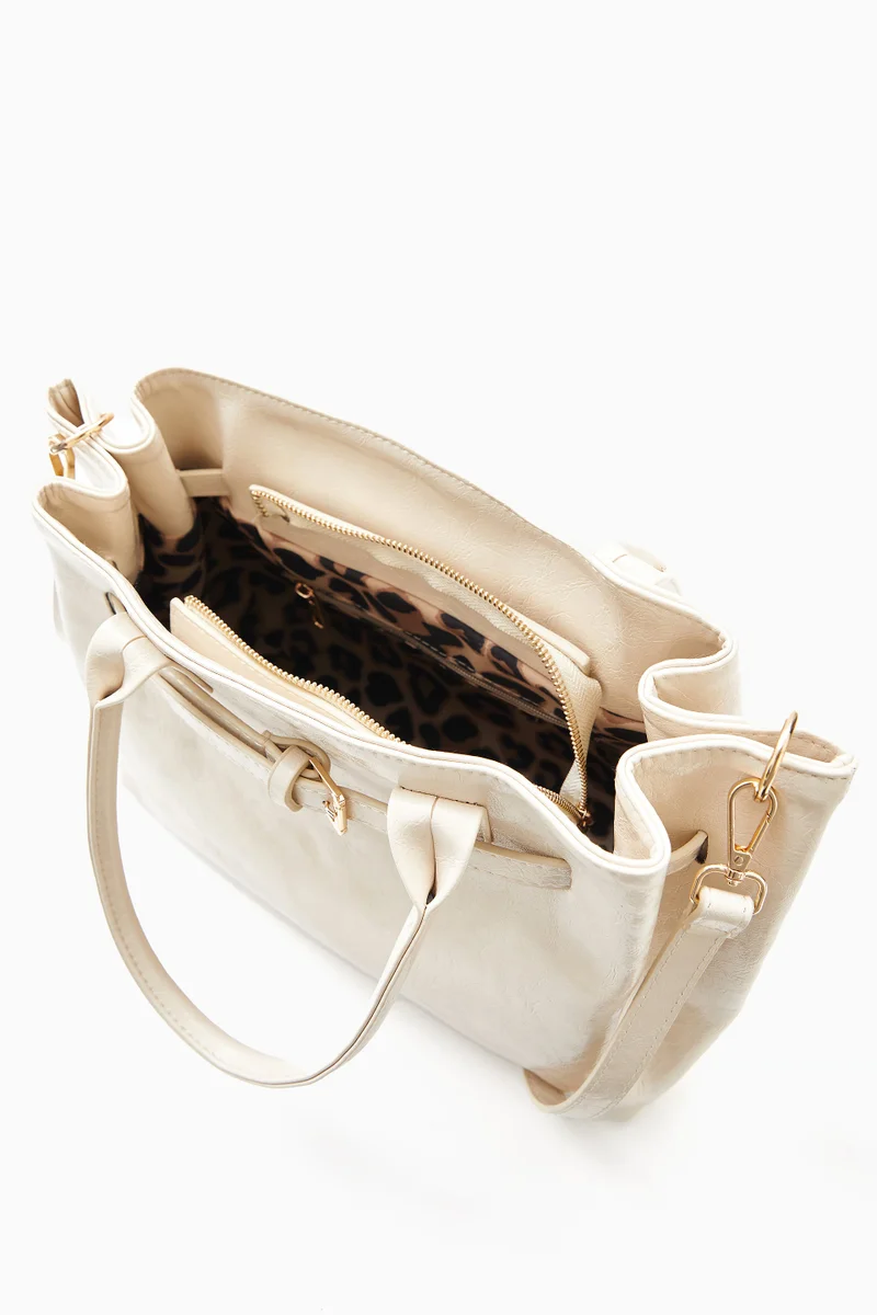 Wecre8 Cream Soft-Structured Handbag by WECRE8