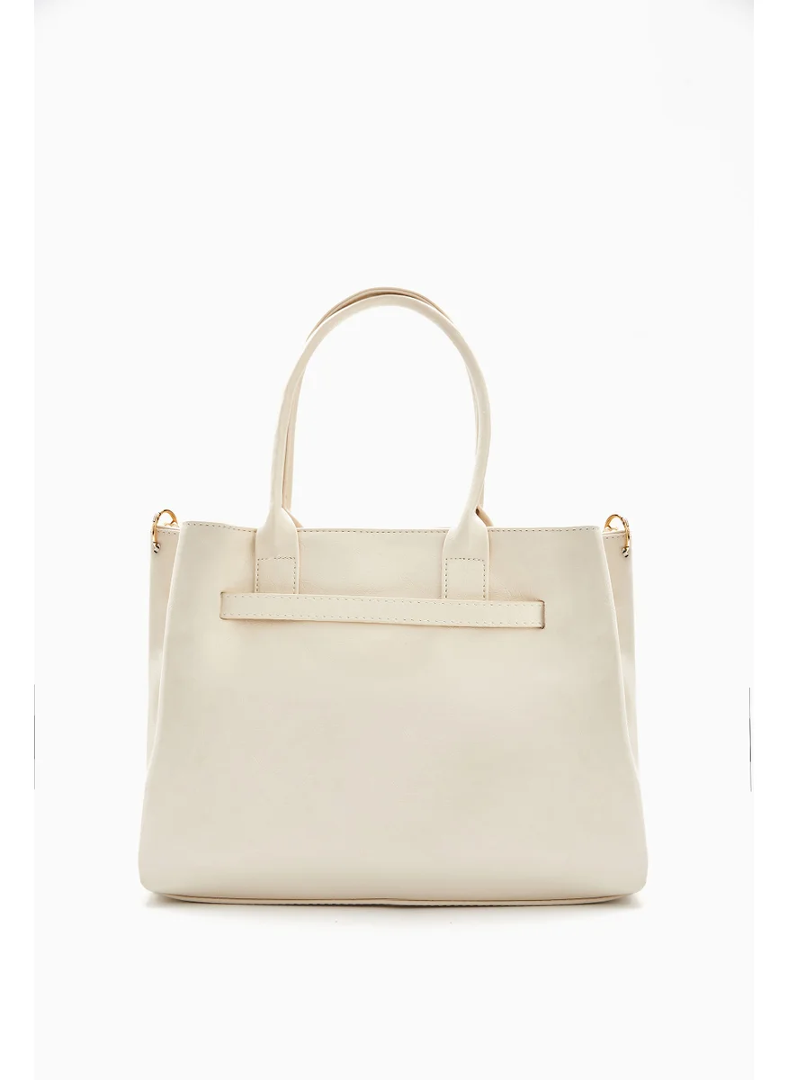 Wecre8 Cream Soft-Structured Handbag by WECRE8