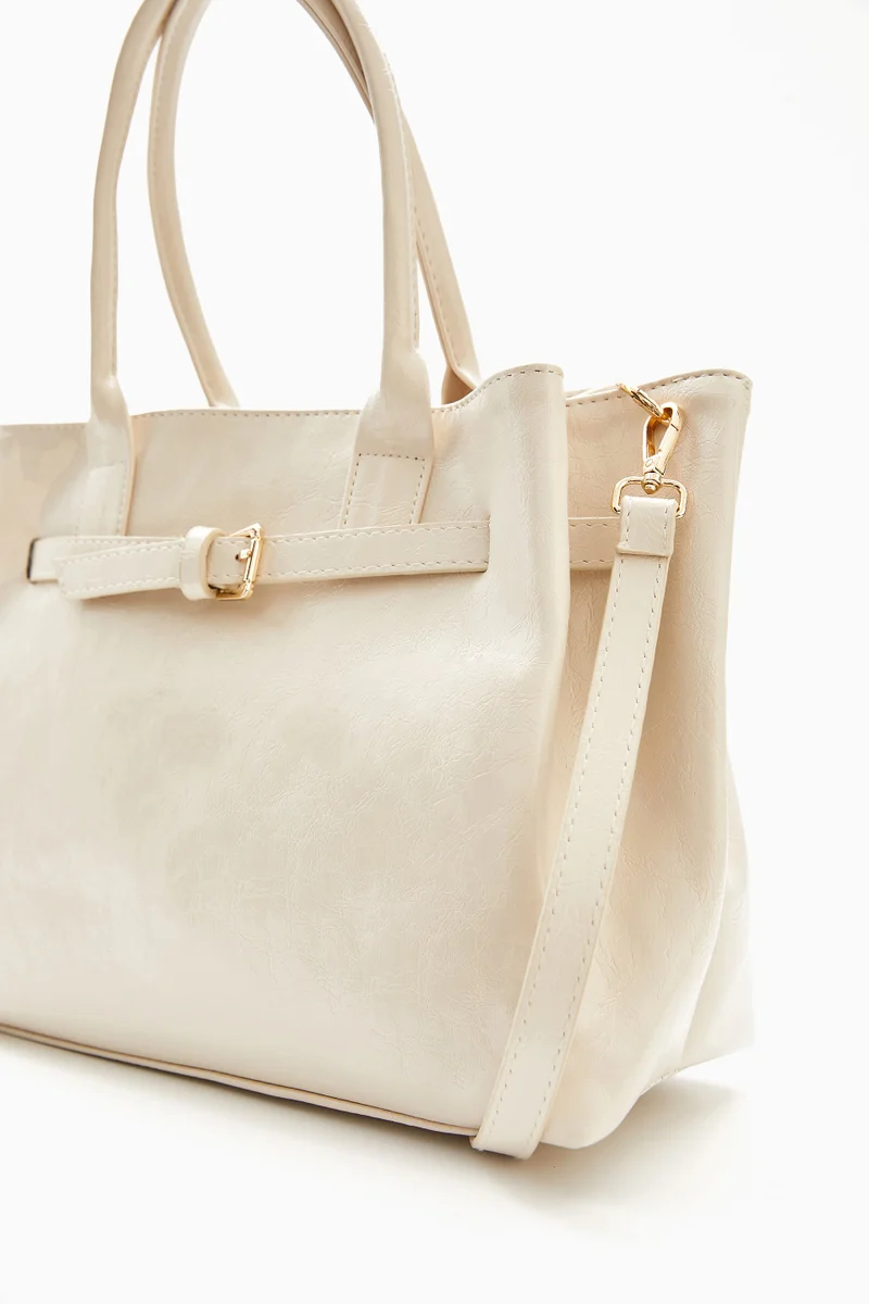Wecre8 Cream Soft-Structured Handbag by WECRE8