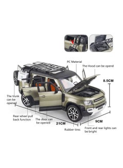 CHE ZHI 1:24 Scale Land Rover Defender Toy Cars, Diecast Model Luxury Metal Car Collection, Collectible Toys, Zinc Alloy Pull Back with Front and Back Lights and Sound, Open Doors Green  - Image 2