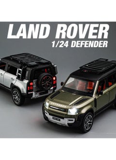 CHE ZHI 1:24 Scale Land Rover Defender Toy Cars, Diecast Model Luxury Metal Car Collection, Collectible Toys, Zinc Alloy Pull Back with Front and Back Lights and Sound, Open Doors Green  - Image 4