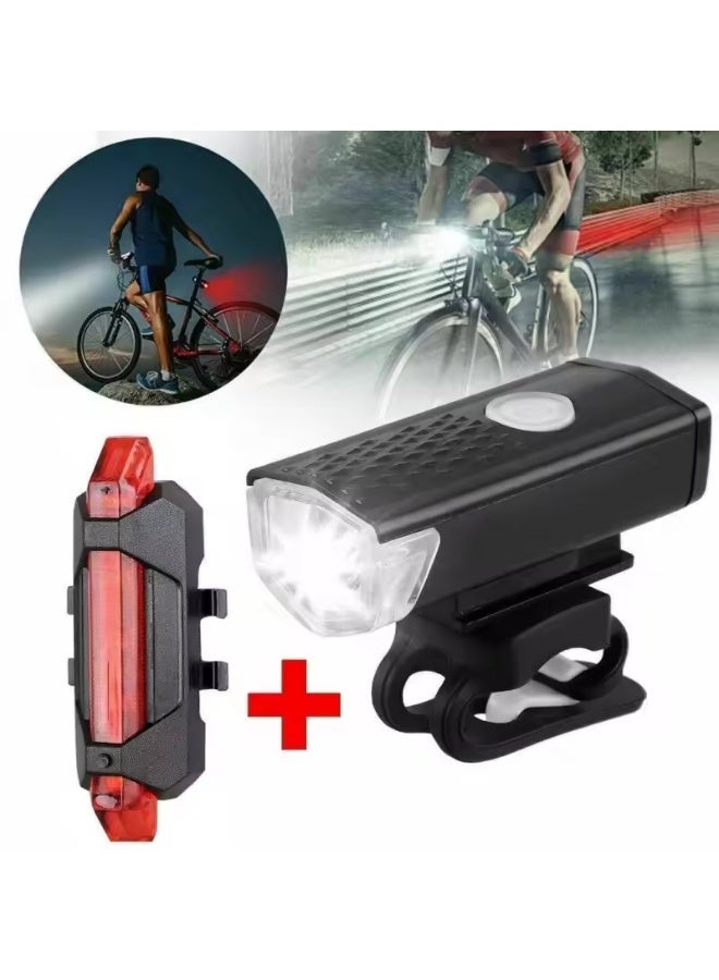 Rechargeable Bicycle Headlight and Taillight Set – USB Charging, Waterproof, Super Bright LED Front & Rear Bike Lights with Lithium Battery for Night Riding, Cycling Safety Light Kit - Image 1