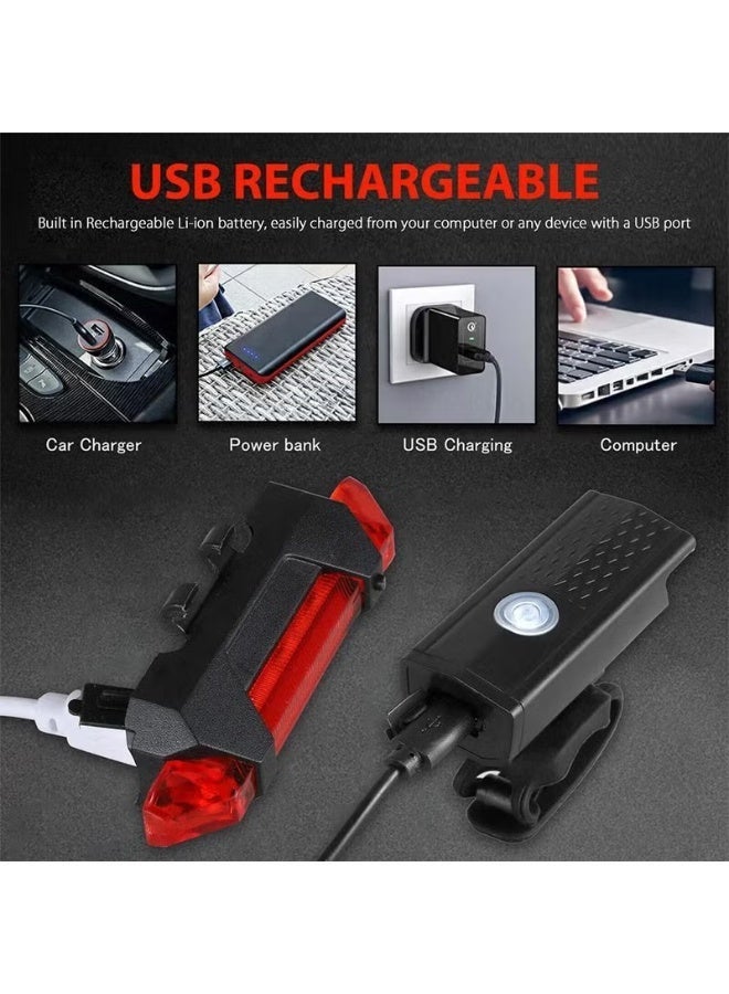 Rechargeable Bicycle Headlight and Taillight Set – USB Charging, Waterproof, Super Bright LED Front & Rear Bike Lights with Lithium Battery for Night Riding, Cycling Safety Light Kit - Image 4