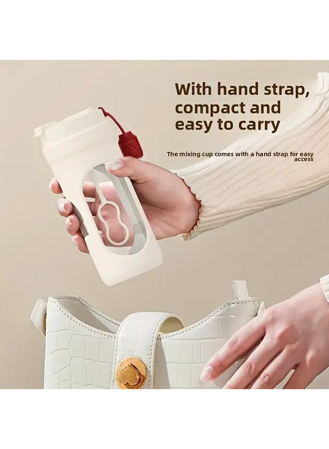 Beige Portable Electric Coffee Mug USB Rechargeable One Touch Mixer IPX4 Waterproof Food Grade Material Travel Office - Image 1