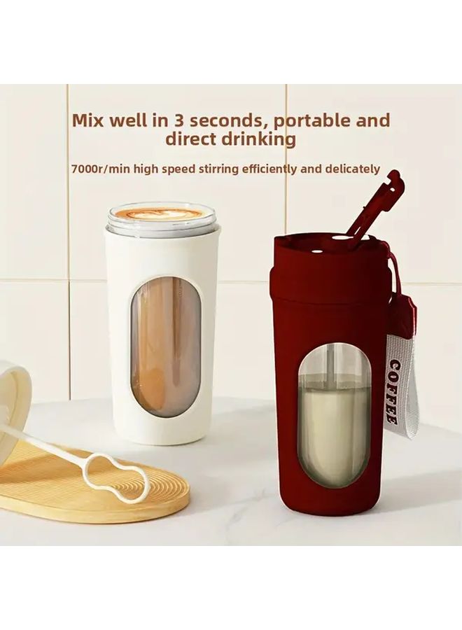 Beige Portable Electric Coffee Mug USB Rechargeable One Touch Mixer IPX4 Waterproof Food Grade Material Travel Office - Image 3