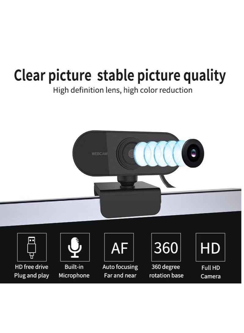 ZetRA 1080P High Definition Computer Webcam USB Webcam Conference Camera Built-in Microphone - Image 2