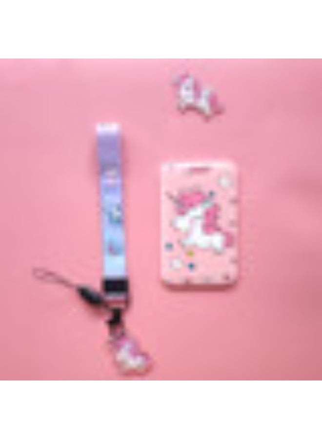 NIBEMINENT 1 - Piece Unicorn Kpop Photo Card Holder Pendant Key Chain ID Badge Holder ID Card Holder Photo Card Protector for School ID Office ID Access Card for Women Girls