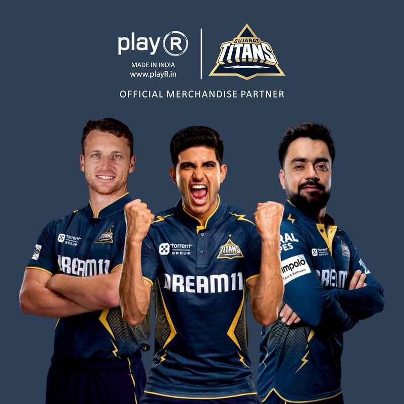 playR Men's Geometric Regular Fit Gujarat Titans Official Replica Jersey IPL 2025 Adult Half Sleeve - Image 5