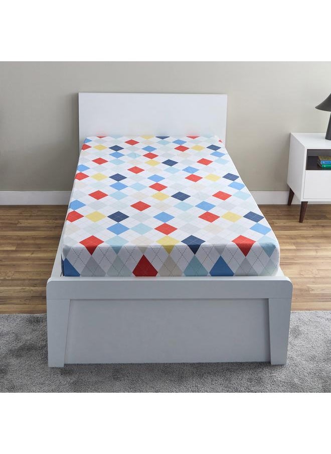 Home Box - Nora Plaid Microfibre Single Fitted Sheet - 90x190+25 cm - Image 1