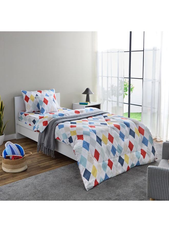 Home Box - Nora Plaid Microfibre Single Fitted Sheet - 90x190+25 cm - Image 1