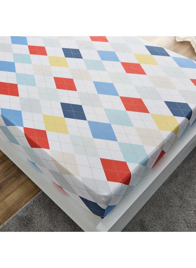 Home Box - Nora Plaid Microfibre Single Fitted Sheet - 90x190+25 cm - Image 1