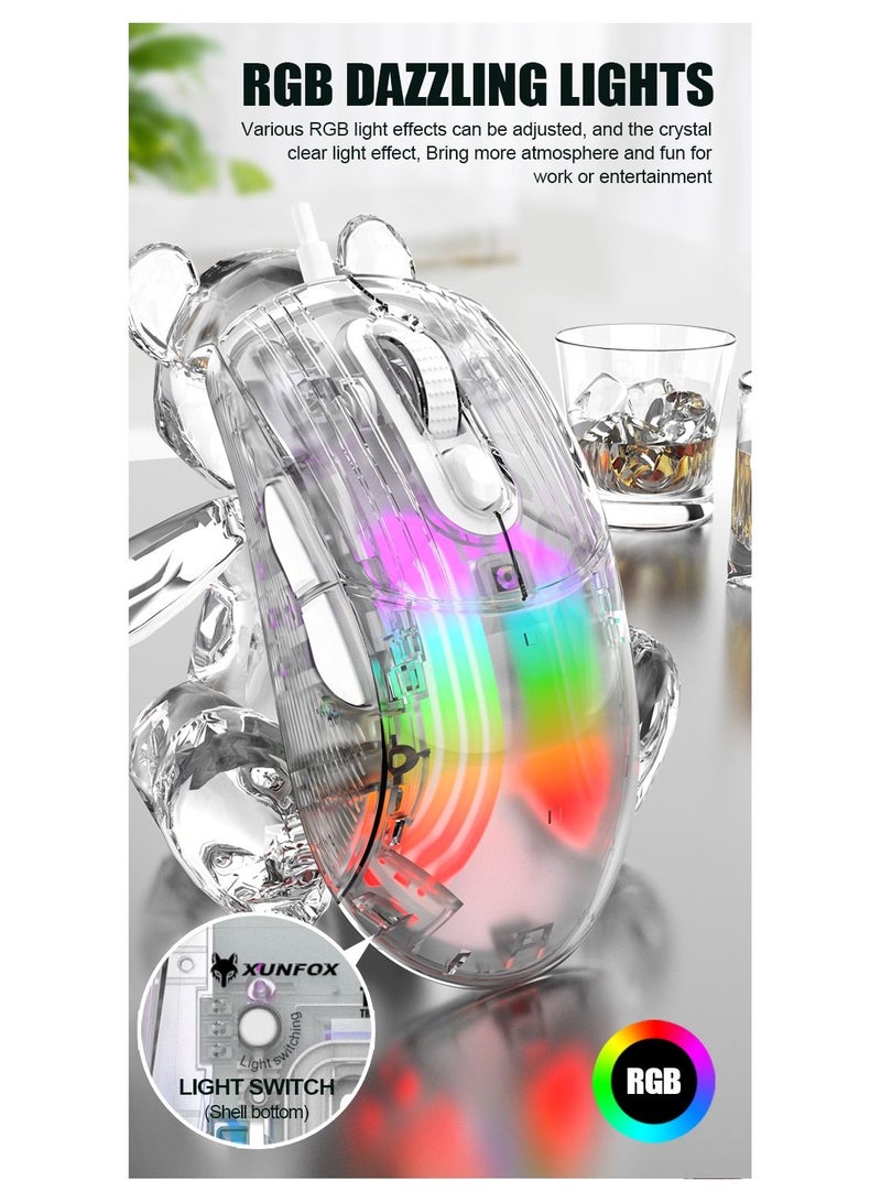 XUNFOX XYH10 Wired Transparent Mouse RGB Light Mechanical Gaming Mouse E-sports Mute - Image 5