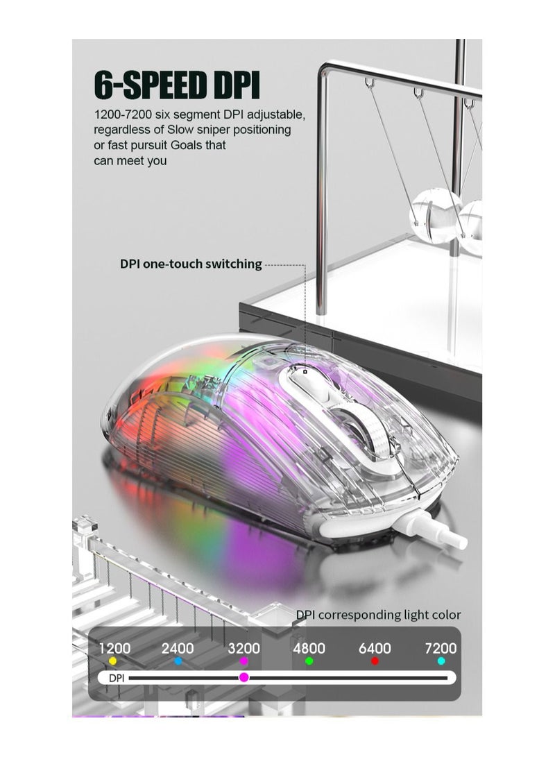XUNFOX XYH10 Wired Transparent Mouse RGB Light Mechanical Gaming Mouse E-sports Mute - Image 4
