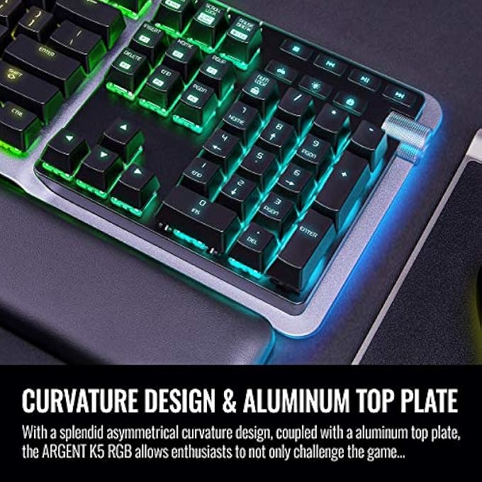rayihni ARGENT K5 RGB GAMING KEYBOARD (SILVER SWITCH), ALUMINUM AND STREAMLINED TITANIUM DESIGN, 16.8 MILLION RGB COLOR, ANTI-GHOSTING, MAGNETIC SYNTHETIC LEATHER WRIST REST, GKB-KB5-SSSRUS-01 - Image 2