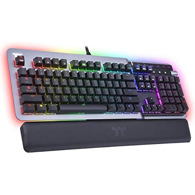 rayihni ARGENT K5 RGB GAMING KEYBOARD (SILVER SWITCH), ALUMINUM AND STREAMLINED TITANIUM DESIGN, 16.8 MILLION RGB COLOR, ANTI-GHOSTING, MAGNETIC SYNTHETIC LEATHER WRIST REST, GKB-KB5-SSSRUS-01 - Image 1