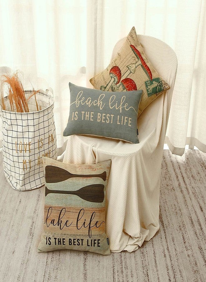 TRENDIN Beach Throw Pillow Covers 20x12 inch Beach Life is The Best Life Lumbar Pillowcase Vintage Nautical Decorations Linen Cushion Cover for Sofa Couch PL662TR - Image 4
