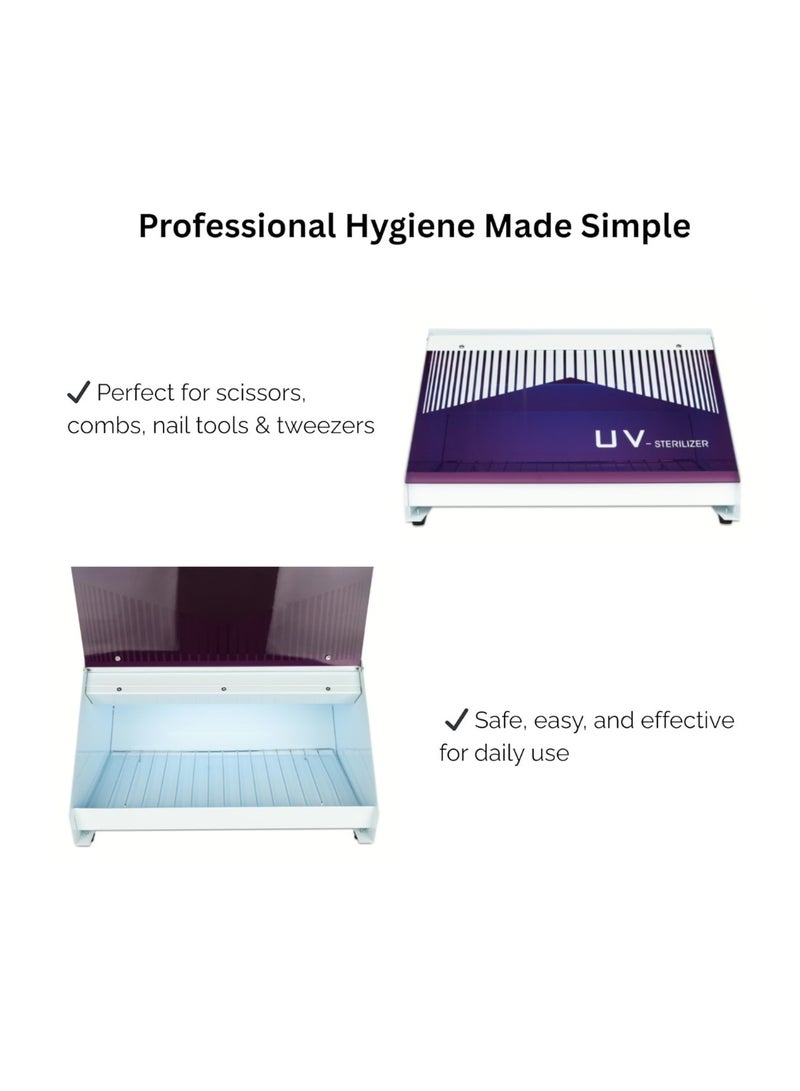 BLC UV Sterilizer Cabinet for Salon & Nail Tools – Stainless Steel Tray, Spacious Interior, Removable Tray, Transparent Lid, Compact & Durable for Hygienic Tool Sterilization, Purple Clear - Image 5