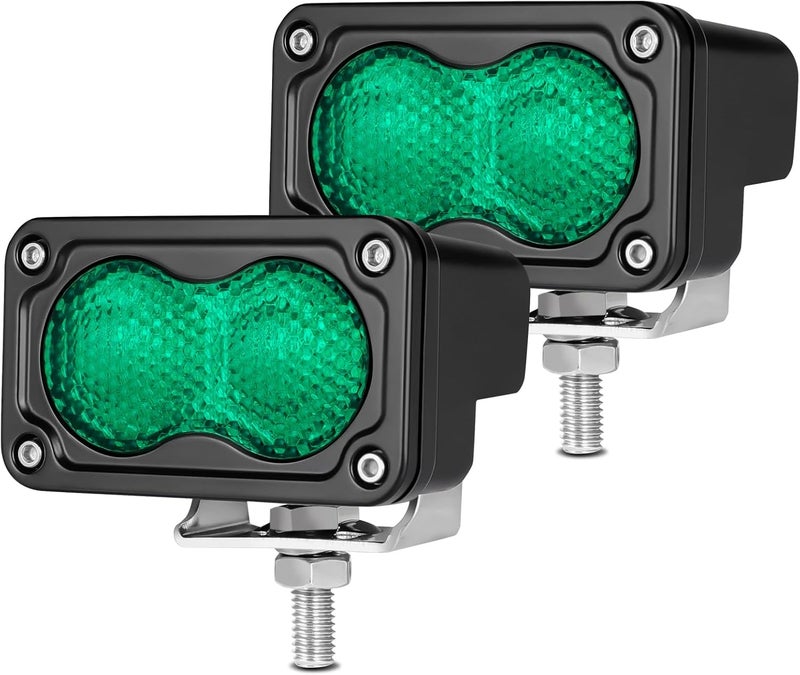 Auto Power Plus Green LED Pod Lights - 3 Inch Auxiliary Driving Chase Light (2PCS) for Off Road, Truck, UTV, and Boat - Image 1