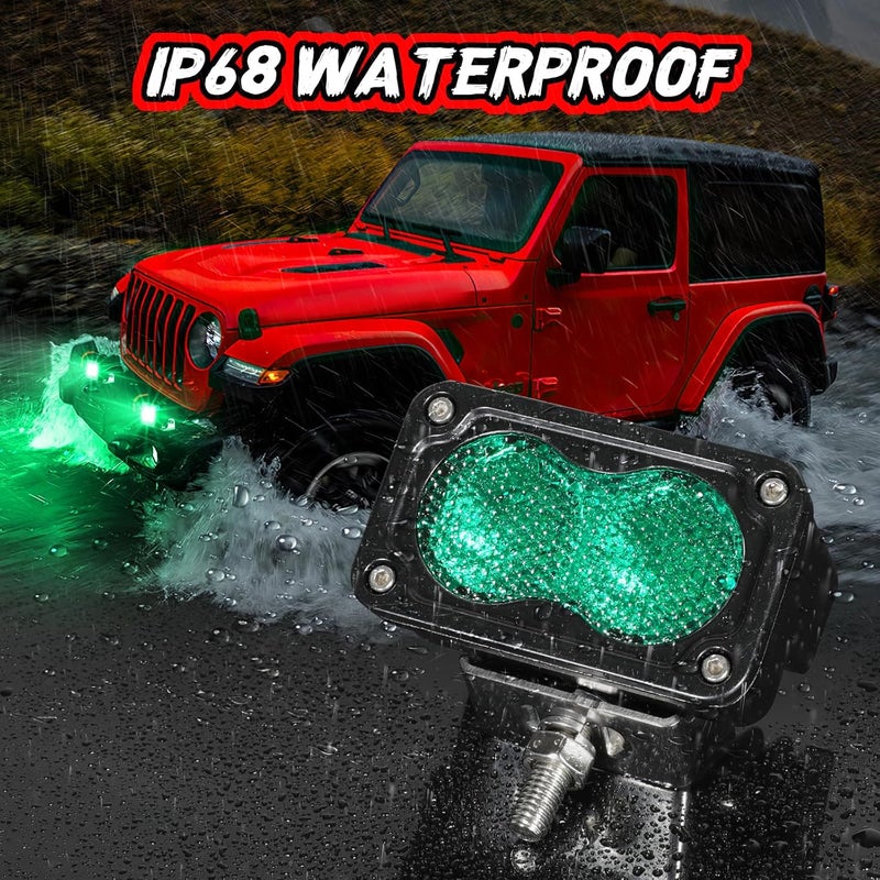 Auto Power Plus Green LED Pod Lights - 3 Inch Auxiliary Driving Chase Light (2PCS) for Off Road, Truck, UTV, and Boat - Image 5
