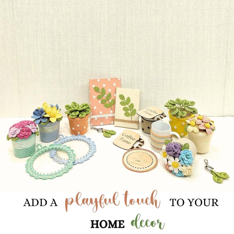 Happy ThreadsHandmade Crocheted Roses Flower PotEcoFriendly Elegant Floral ArrangementsBest Decorative Gifting Items for Home and Office Seagreen - Image 5