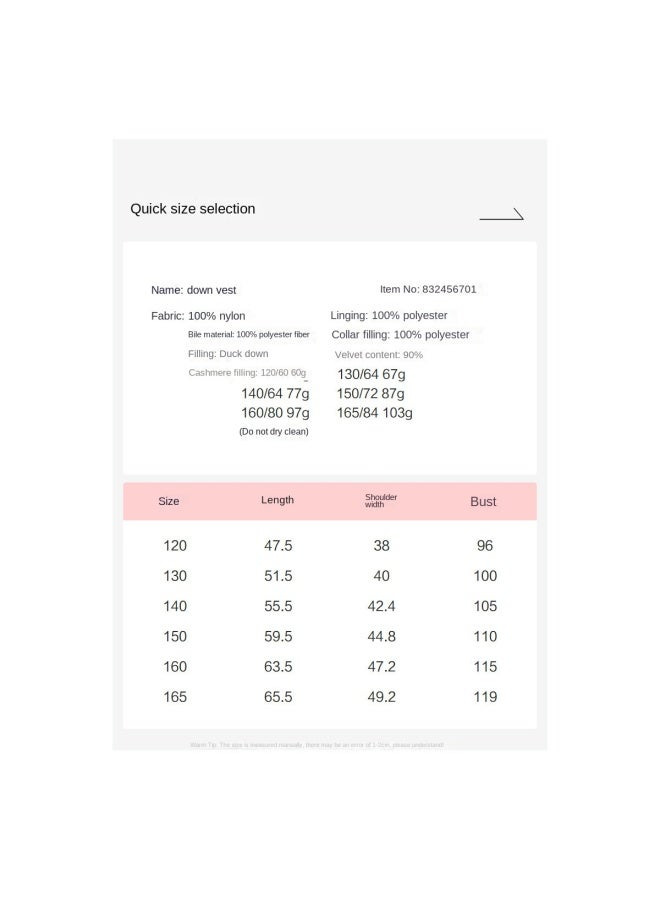 DEESHA Workwear Silhouette Down Vest】girls' Autumn And Winter Mid-to-large Size Kids' Warm Stand Collar Outerwear - Image 5
