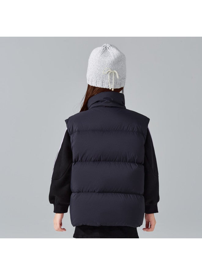 DEESHA Workwear Silhouette Down Vest】girls' Autumn And Winter Mid-to-large Size Kids' Warm Stand Collar Outerwear - Image 3