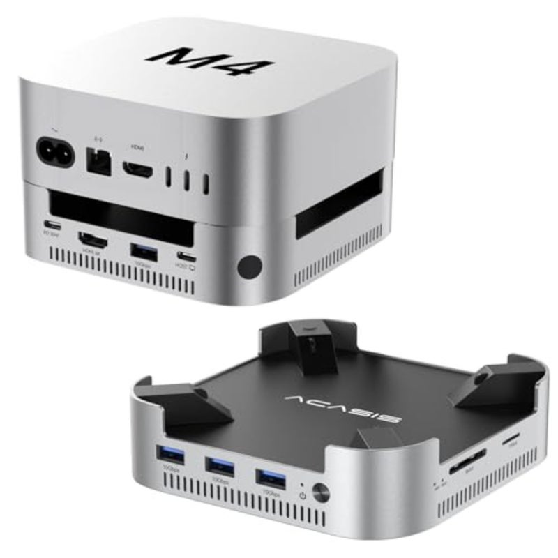 Mac Mini M4 Dock Stand with Dual Bay NVMe SSD Enclosure, Aluminum HDMI Hub for Mac mini M4 and M4 Pro 2024, 4K60Hz HDMI, 4 x 10G USB A, PD 30W, SD/TF, Supports SSD B+M M-Key M001-New - Image 1