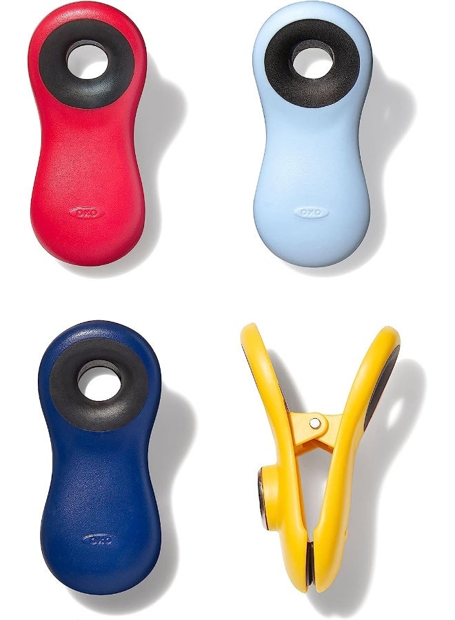 OXO Good Grips Collection Bag Clip, 4 Piece All-Purpose Set, Red/Orange/Green/Blue - Image 1
