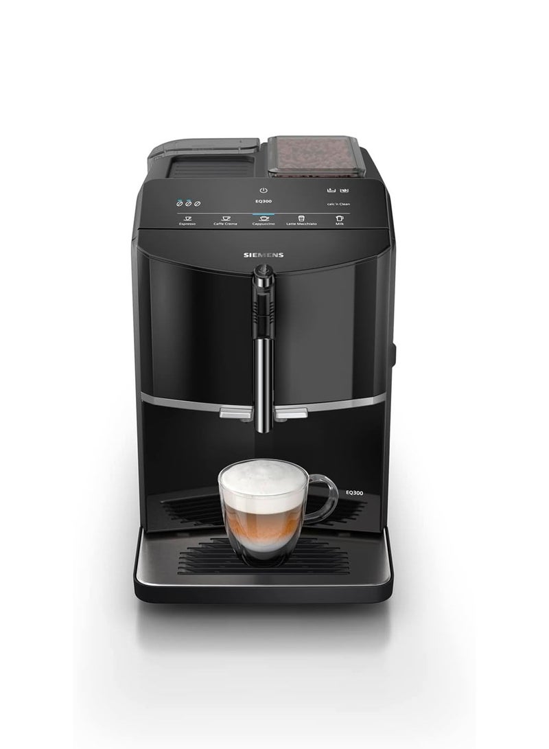 سيمنز ماكينة صنع قهوة الإسبريسو الأوتوماتيكية بالكامل EQ300 من Bean to Cup مع رغوة الحليب، 4 أنواع من القهوة، 3 نقاط قوة للقهوة - Image 1
