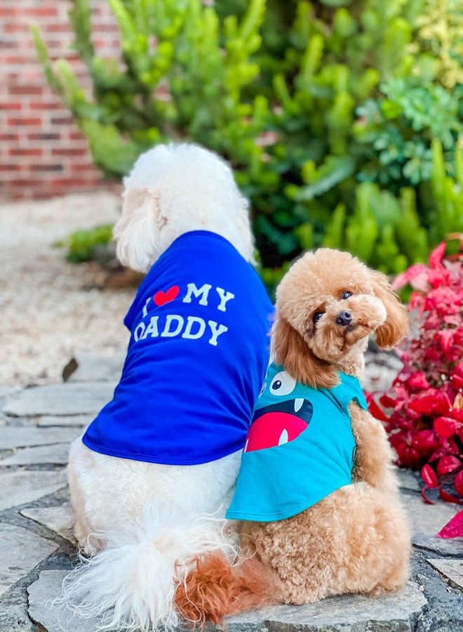 فيت وورم تيشيرت Fitwarm ثلاثي للكلاب بتصميم وحوش، خفيف الوزن ومرح، ملابس صيفية للكلاب الصغيرة (ذكور وإناث)، طقم ملابس للحيوانات الأليفة، برتقالي، أخضر، أزرق مخضر، صغير - Image 4