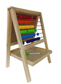 Generic Multi-Functional Foldable Double Sided Sketch Pad, Whiteboard with Pen and Counting Beads on Double Side Educational Wooden Easel Board  - Image 4