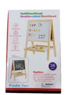 Generic Multi-Functional Foldable Double Sided Sketch Pad, Whiteboard with Pen and Counting Beads on Double Side Educational Wooden Easel Board  - Image 5