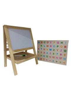 Generic Multi-Functional Foldable Double Sided Sketch Pad, Whiteboard with Pen and Counting Beads on Double Side Educational Wooden Easel Board  - Image 2