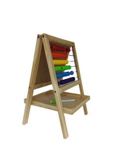 Generic Multi-Functional Foldable Double Sided Sketch Pad, Whiteboard with Pen and Counting Beads on Double Side Educational Wooden Easel Board  - Image 3