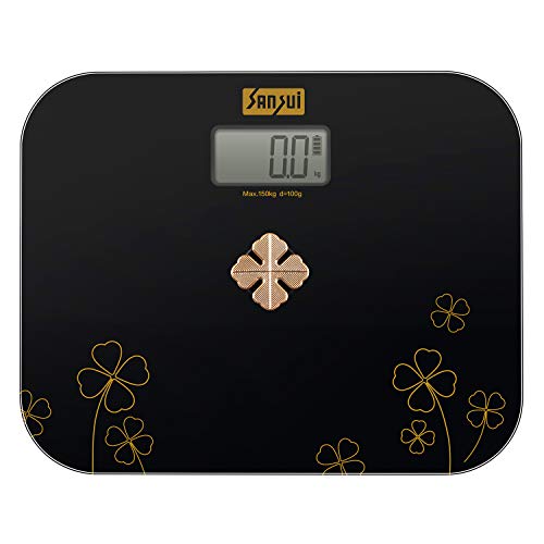Sansui Designer Battery-Free Digital Personal Body Weighing Scale, Strong & Best Tempered Glass Built Electronic Bathroom Scale & Weight Machine for Home & Human Balance, 150 kg (Black) - Image 1