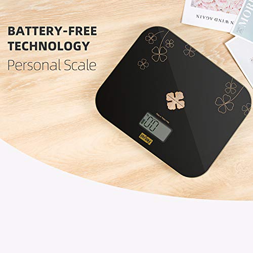 Sansui Designer Battery-Free Digital Personal Body Weighing Scale, Strong & Best Tempered Glass Built Electronic Bathroom Scale & Weight Machine for Home & Human Balance, 150 kg (Black) - Image 2