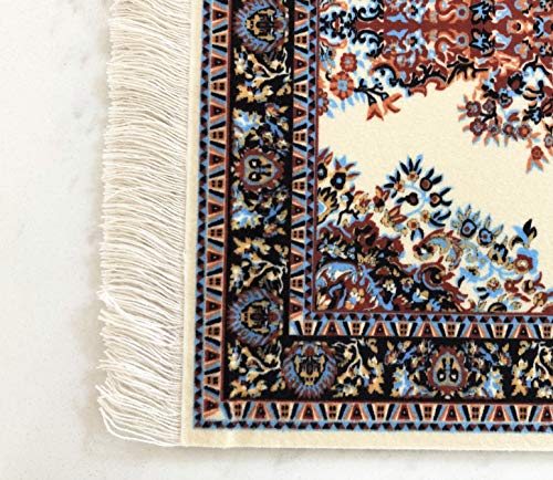 Inusitus Beautiful Oriental Rug Style Mousepad, Beige Miniature Carpet Computer Mouse Pad, Rectangular, Non-Slip, Elegant Office Accessories - Image 3