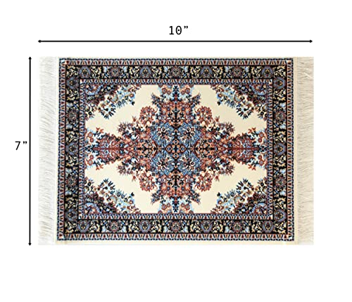 Inusitus Beautiful Oriental Rug Style Mousepad, Beige Miniature Carpet Computer Mouse Pad, Rectangular, Non-Slip, Elegant Office Accessories - Image 5