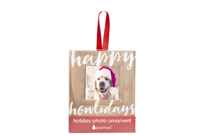 بيرل هيك Pearhead Happy Howlidays Wooden Christmas Photo Photo Ornament Rustic Dog Picture Frame - Image 5