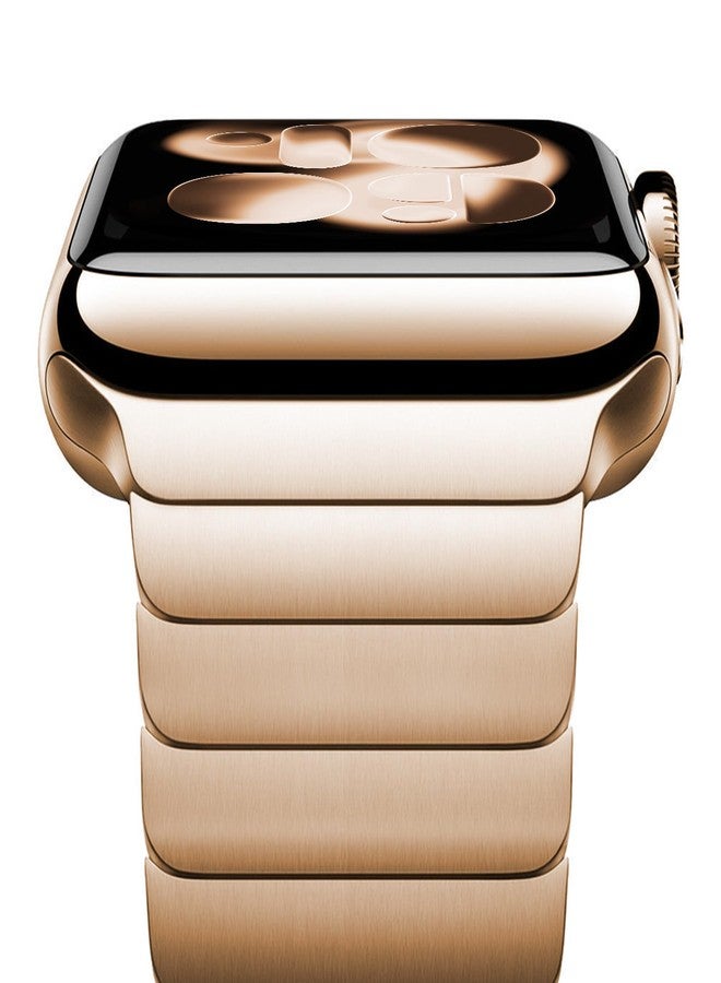 NewWays Metal Band Compatible with Apple Watch Band Ultra 2 49mm Series 10 46mm Series 9 Series 8 Series 7 45mm 44mm SE 6 5 4 3 42mm iWatch Stainless Steel Link Bands, Original Gold - Image 1