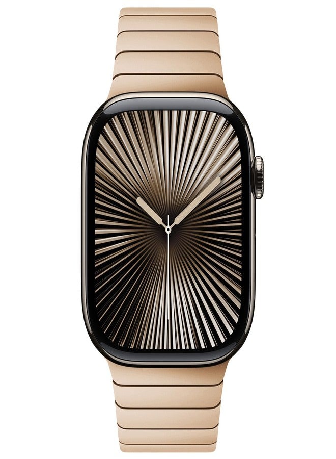 NewWays Metal Band Compatible with Apple Watch Band Ultra 2 49mm Series 10 46mm Series 9 Series 8 Series 7 45mm 44mm SE 6 5 4 3 42mm iWatch Stainless Steel Link Bands, Original Gold - Image 3